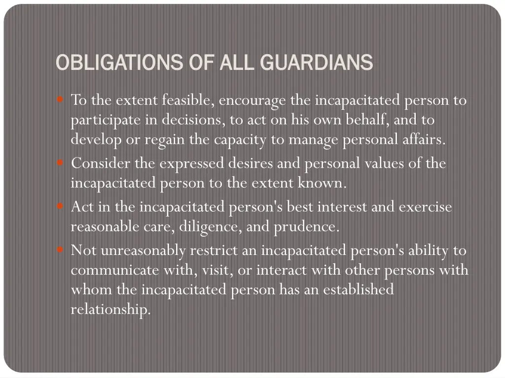 obligations of all obligations of all guardians