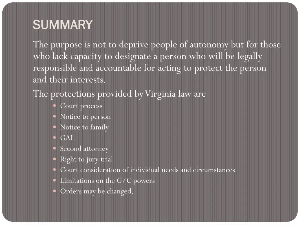 summary summary