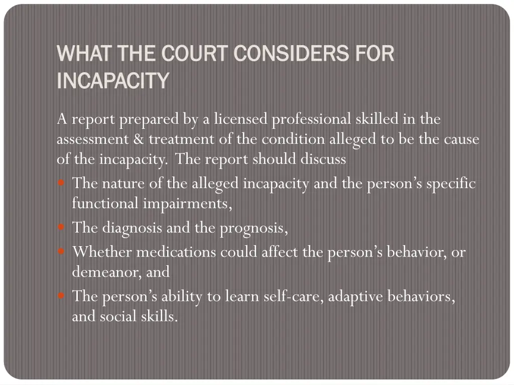 what what the court the court considers