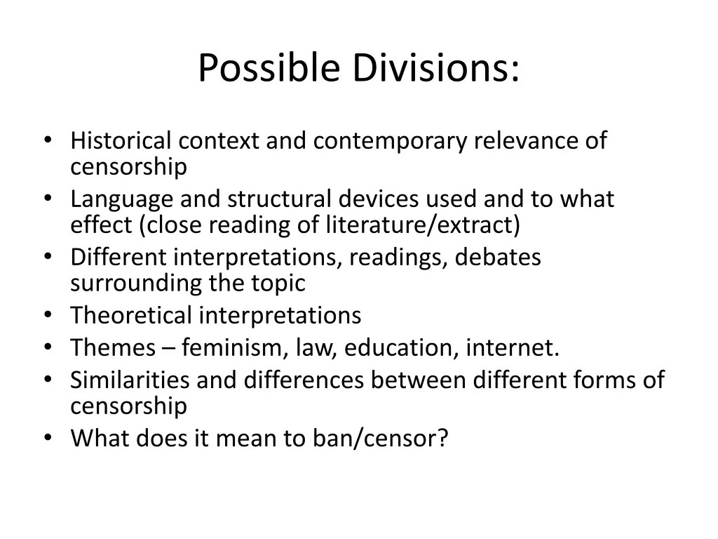 possible divisions