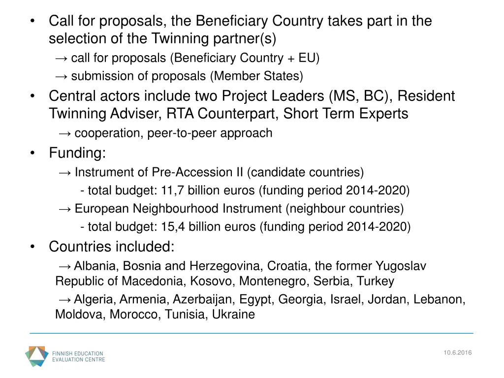 call for proposals the beneficiary country takes
