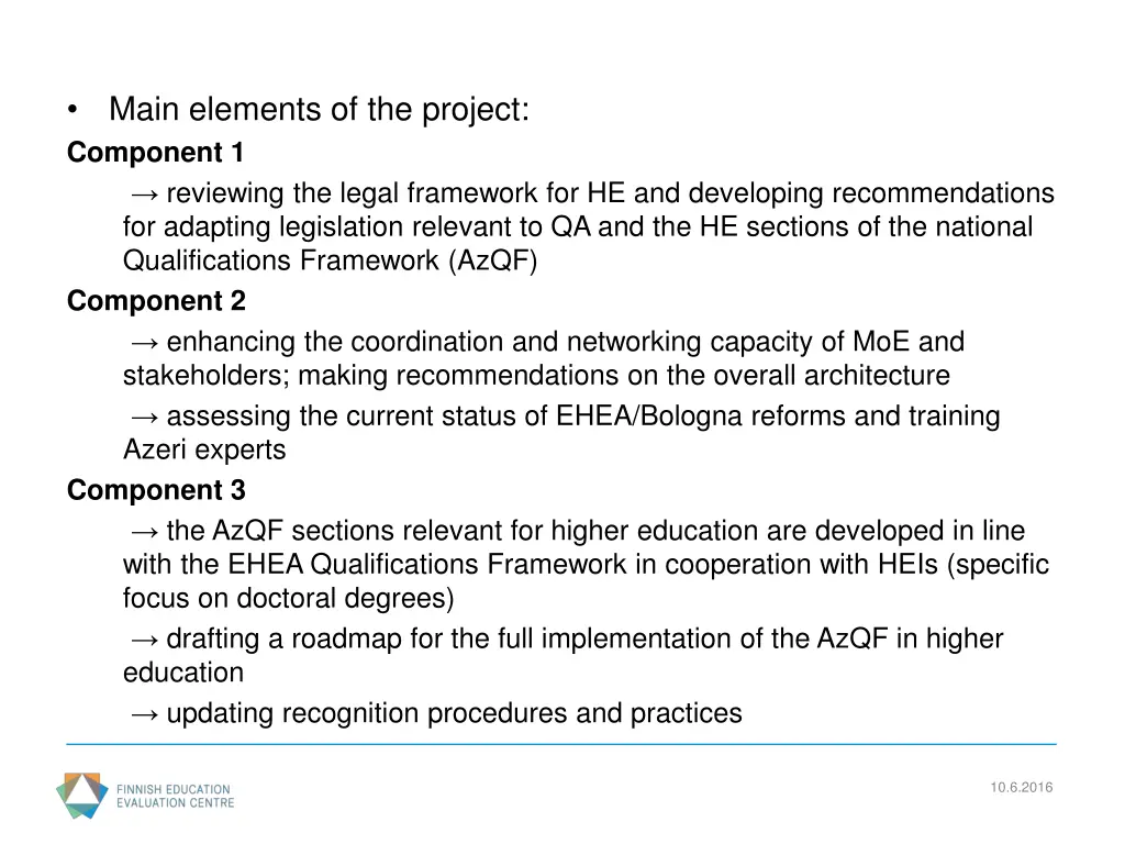 main elements of the project