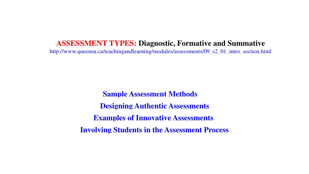 assessment types diagnostic formative