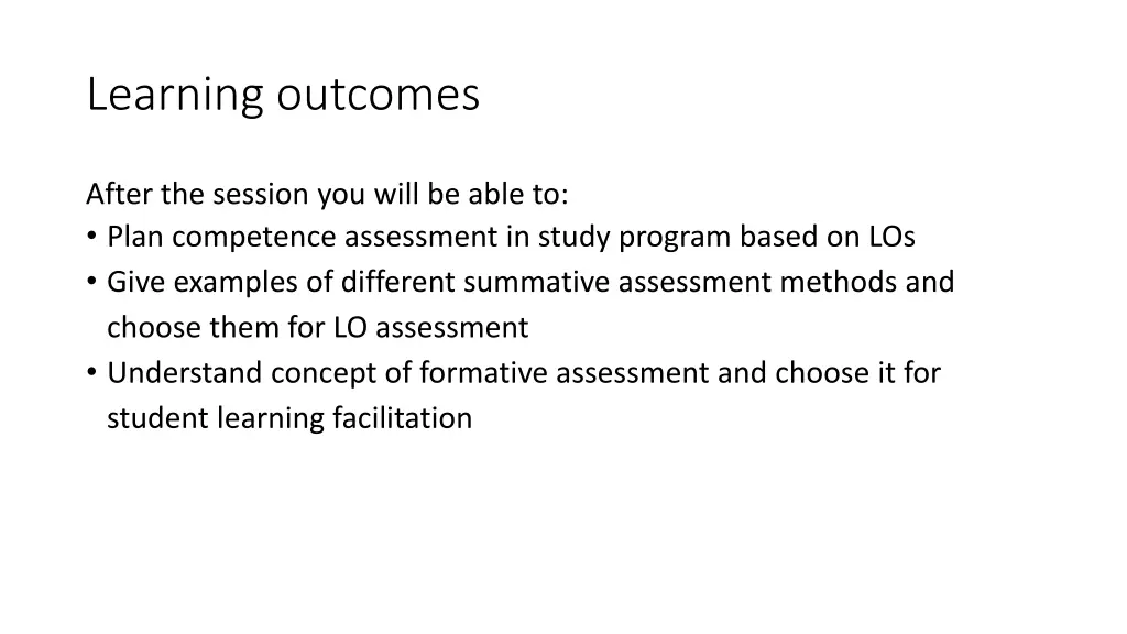 learning outcomes