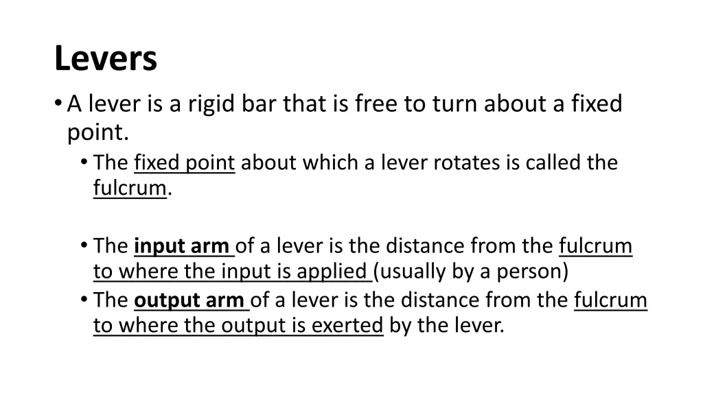 levers a lever is a rigid bar that is free