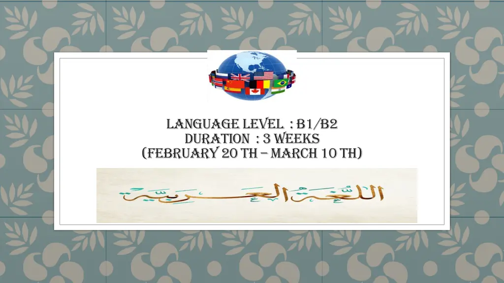 language level b1 b2 duration 3 weeks february