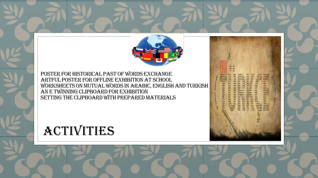 poster for historical past of words exchange