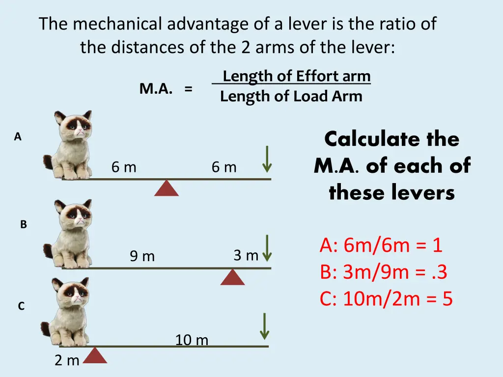 the mechanical advantage of a lever is the ratio