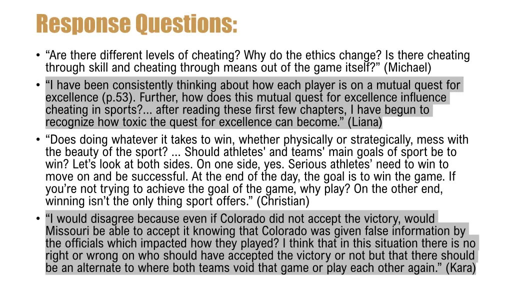 response questions
