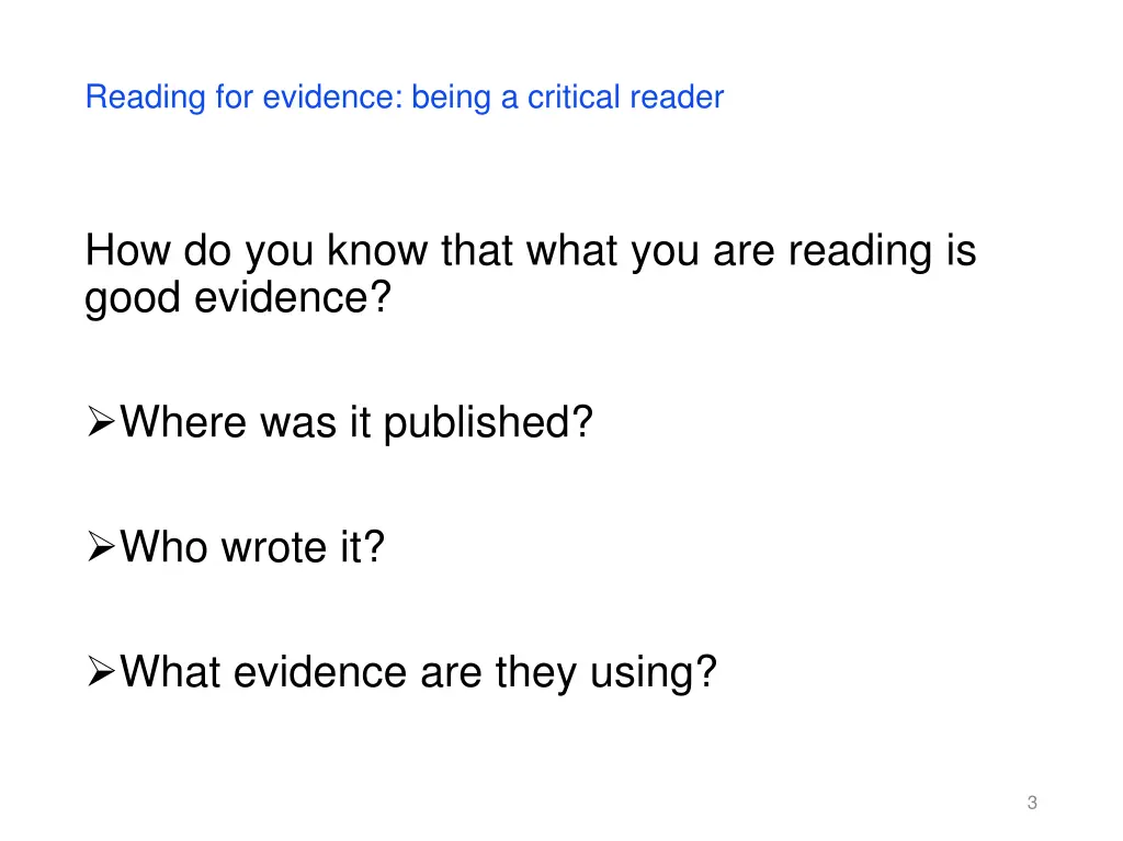 reading for evidence being a critical reader