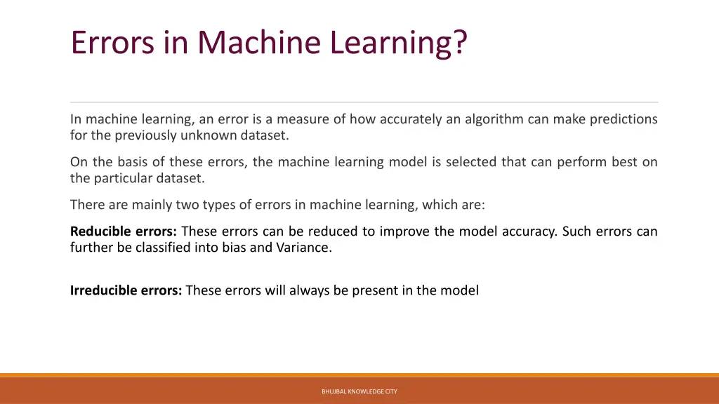 errors in machine learning