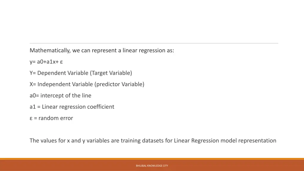 mathematically we can represent a linear