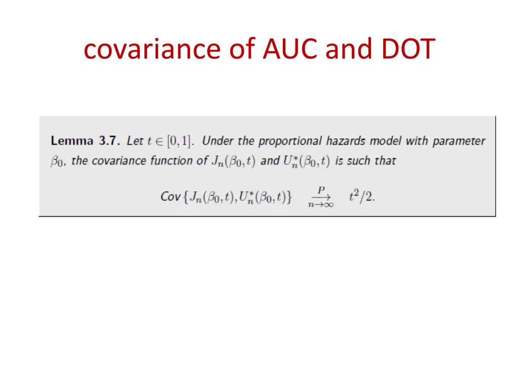 covariance of auc and dot