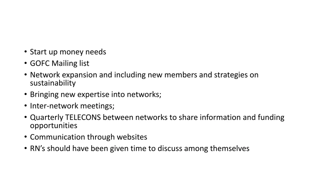 start up money needs gofc mailing list network