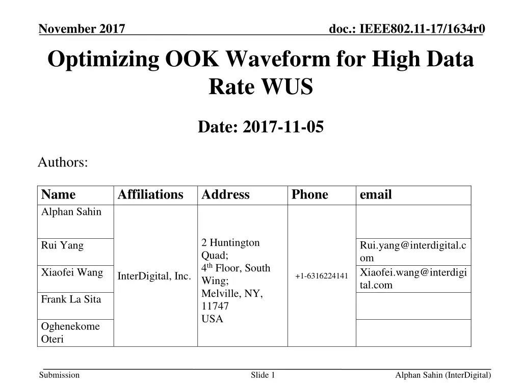 november 2017 optimizing ook waveform for high