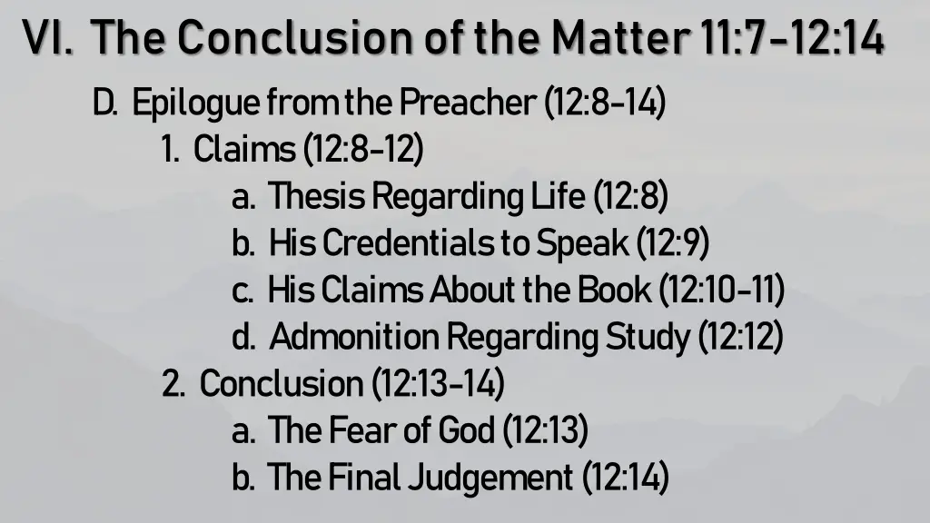 vi the conclusion of the matter 2