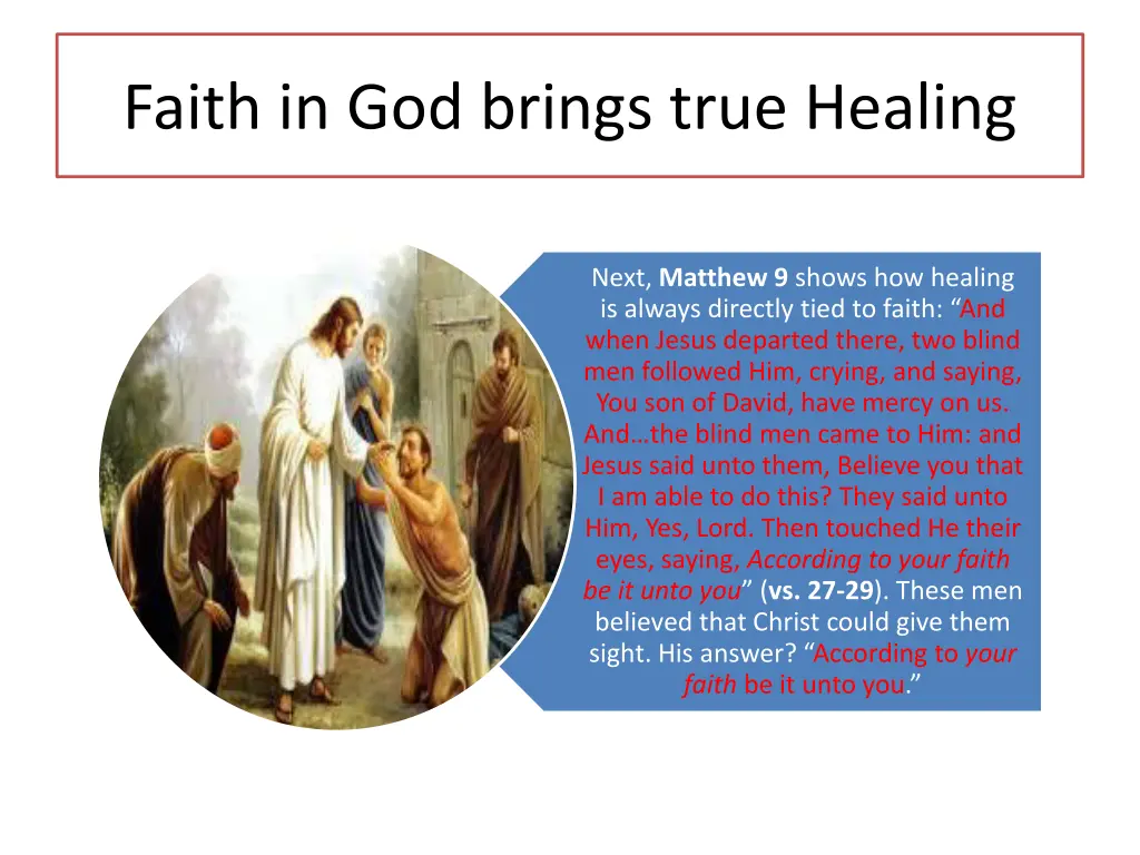 faith in god brings true healing