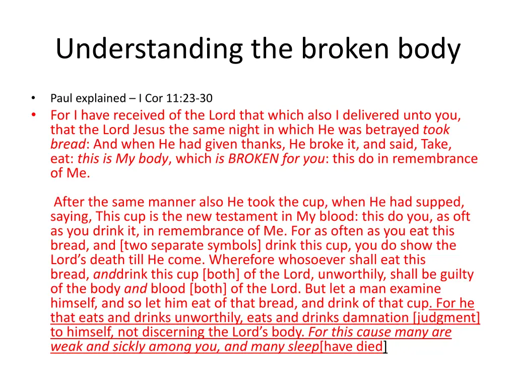 understanding the broken body