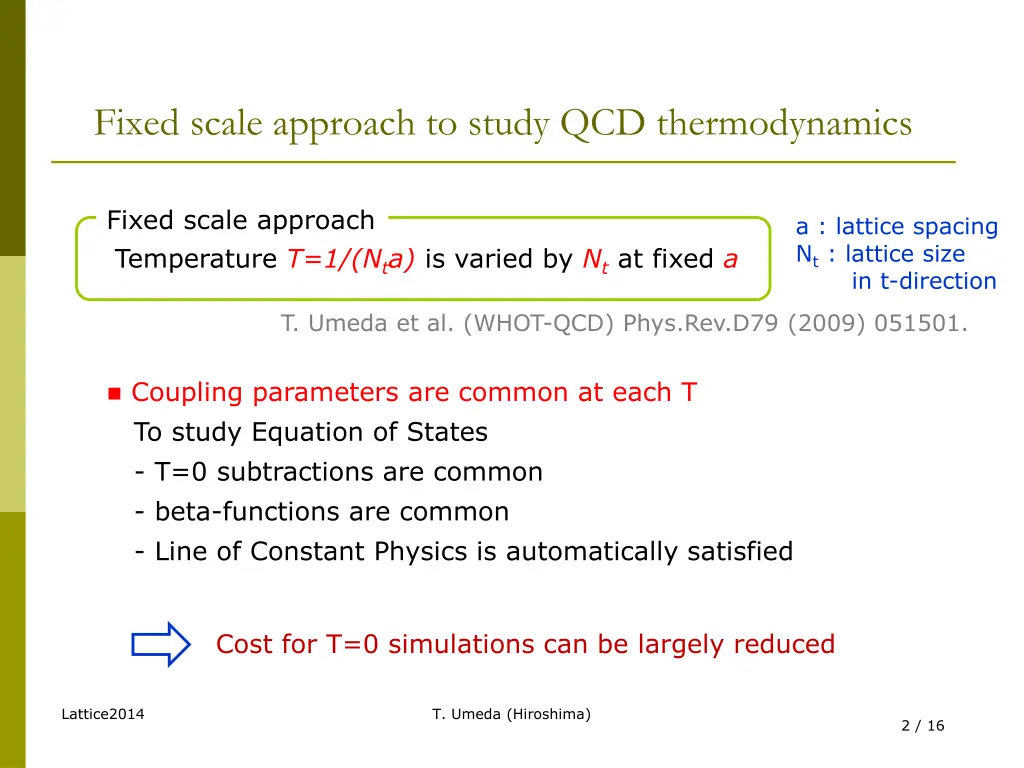 fixed scale approach to study qcd thermodynamics