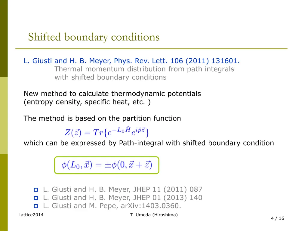 shifted boundary conditions