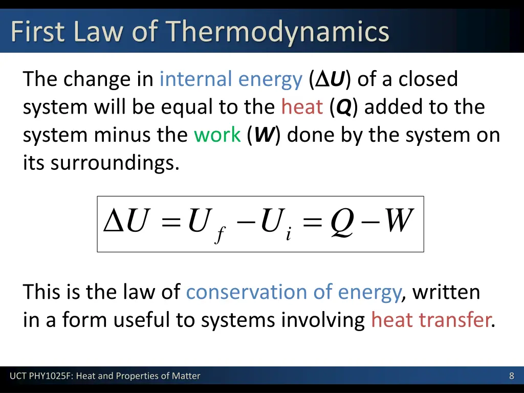 first law of thermodynamics
