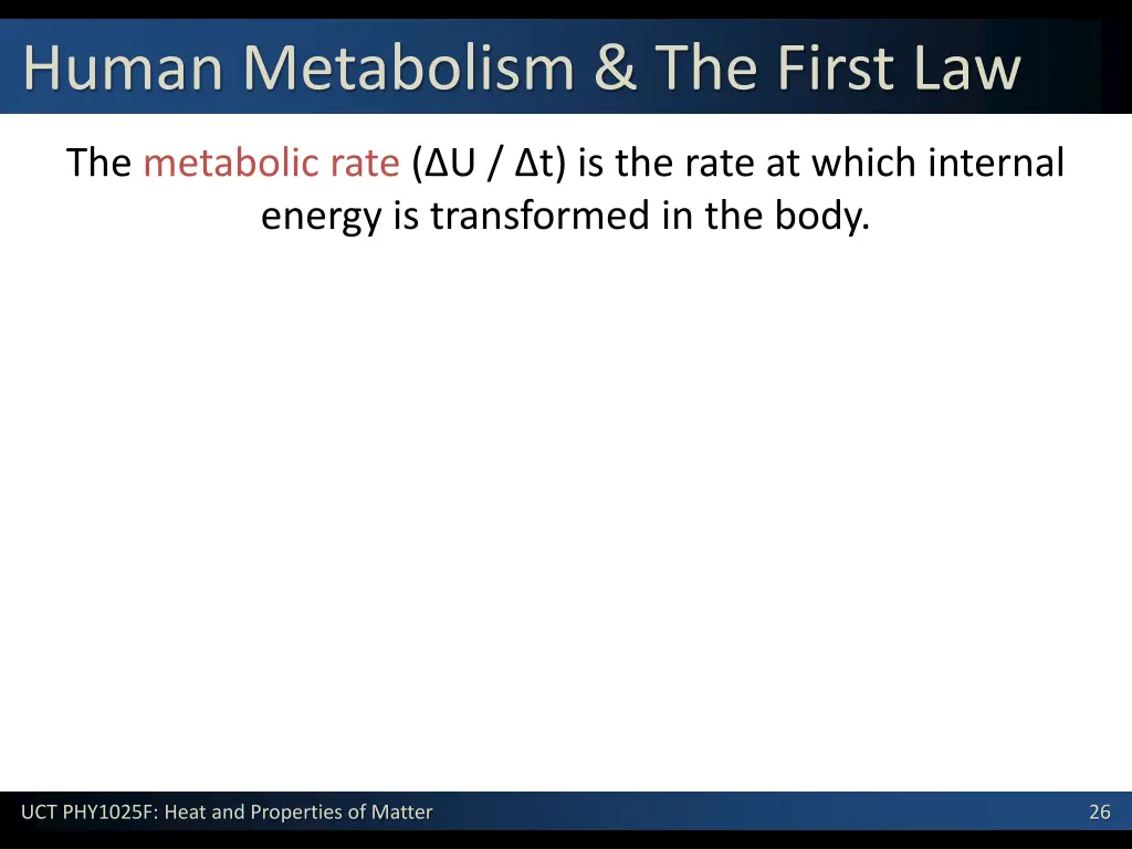 human metabolism the first law 1