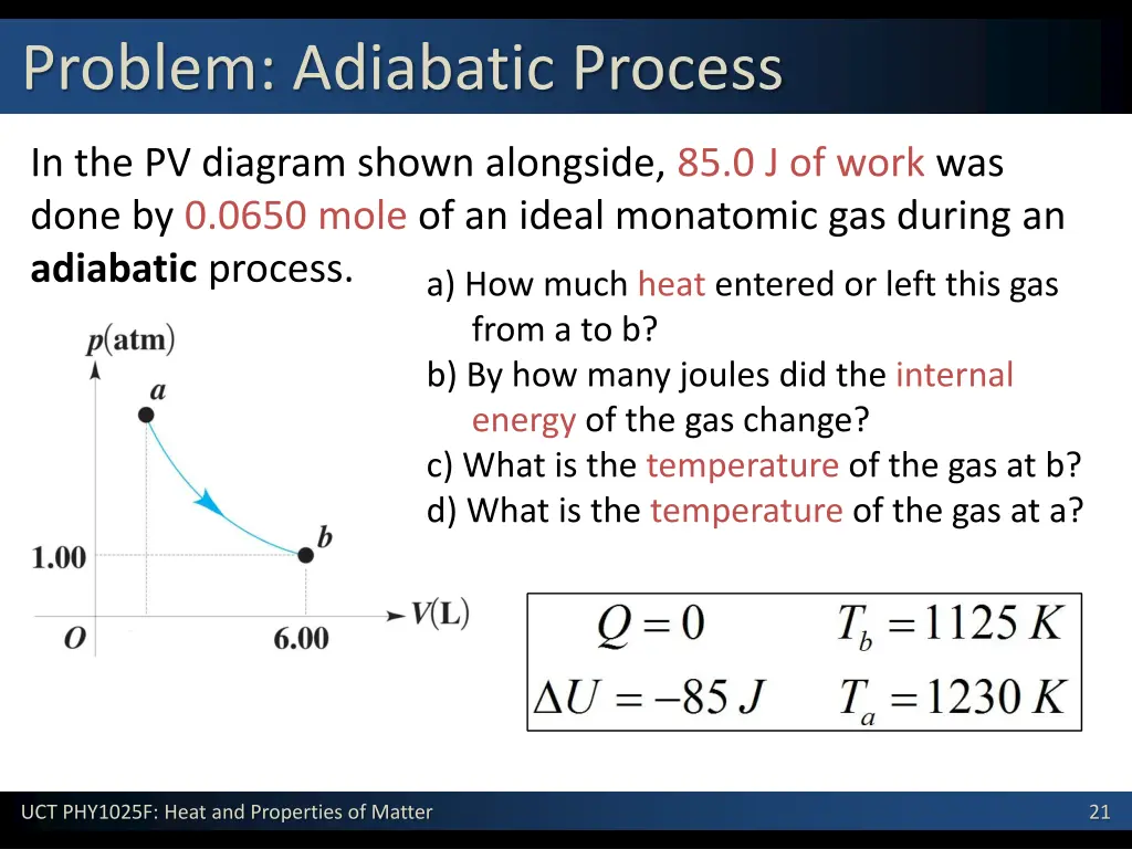 problem adiabatic process