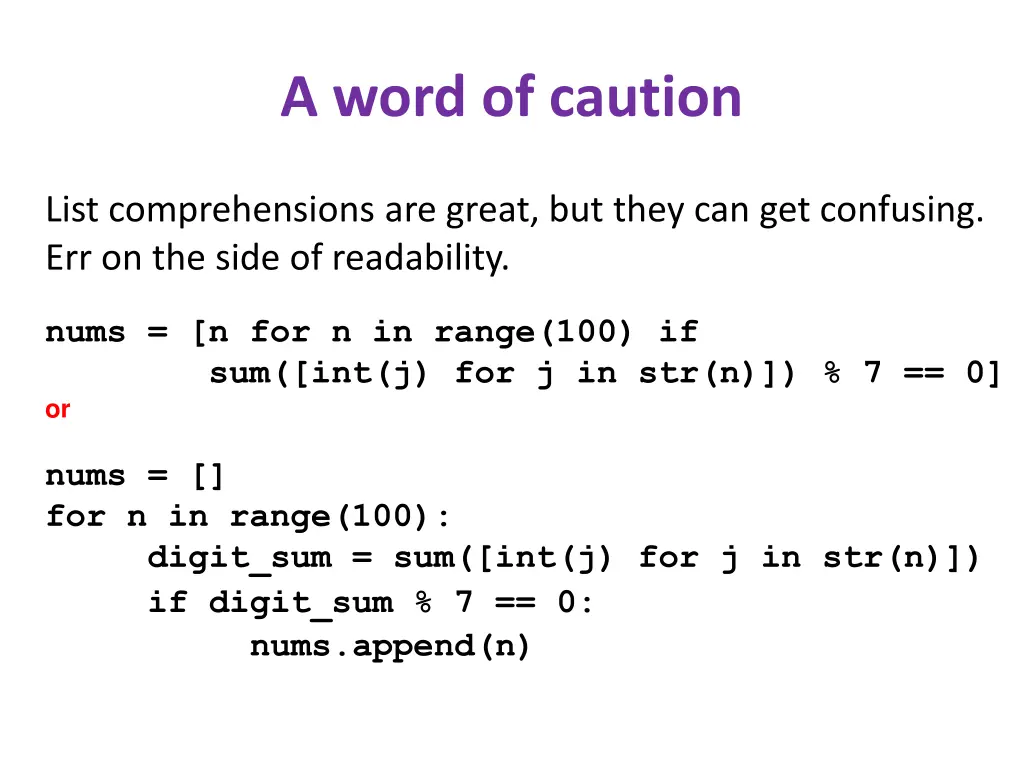 a word of caution