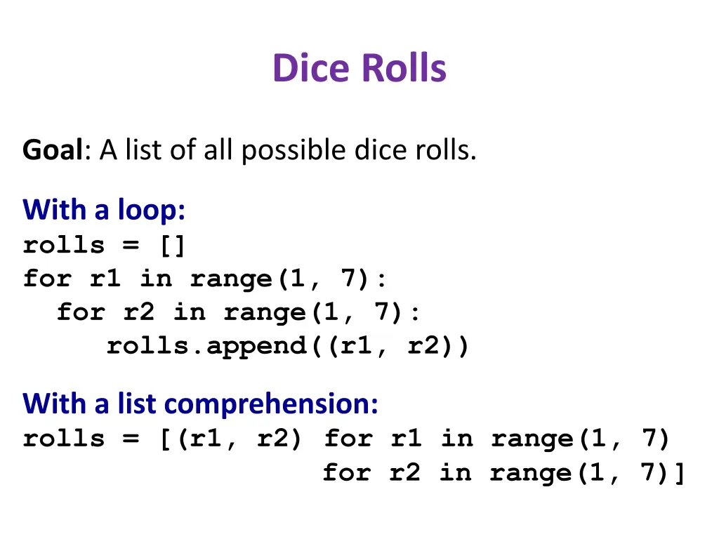 dice rolls