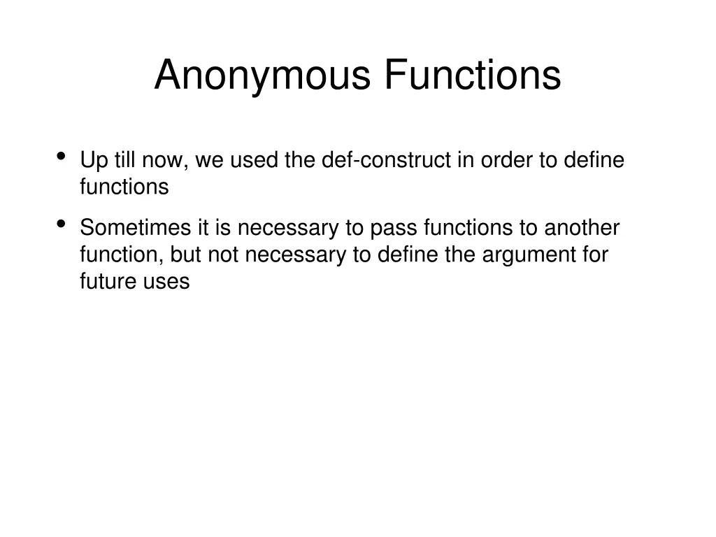 anonymous functions