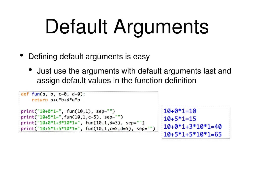 default arguments 1