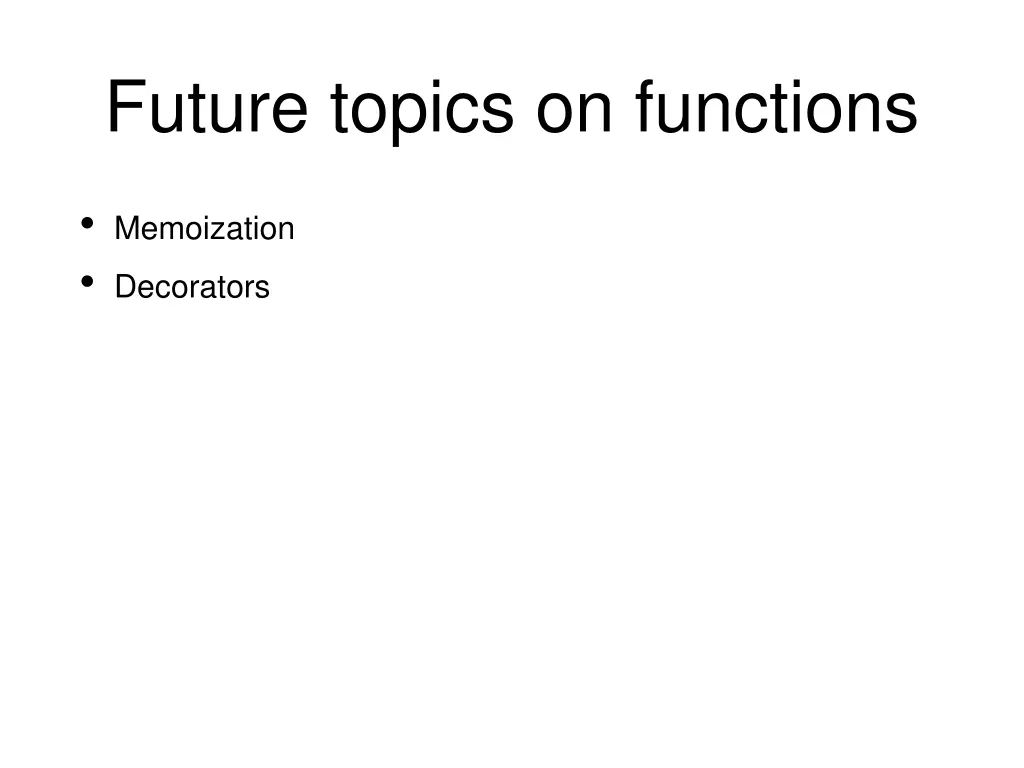 future topics on functions