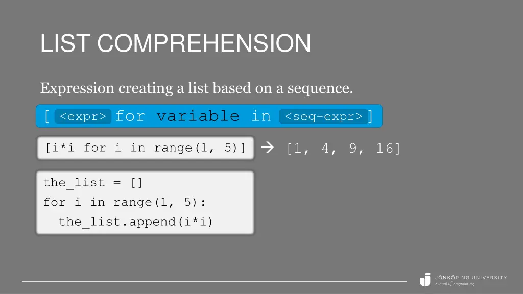 list comprehension
