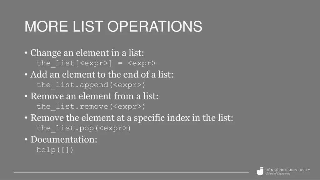 more list operations