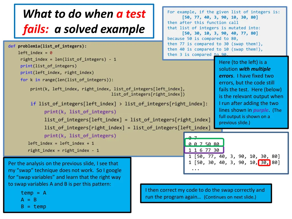 what to do when a test fails a solved example 10