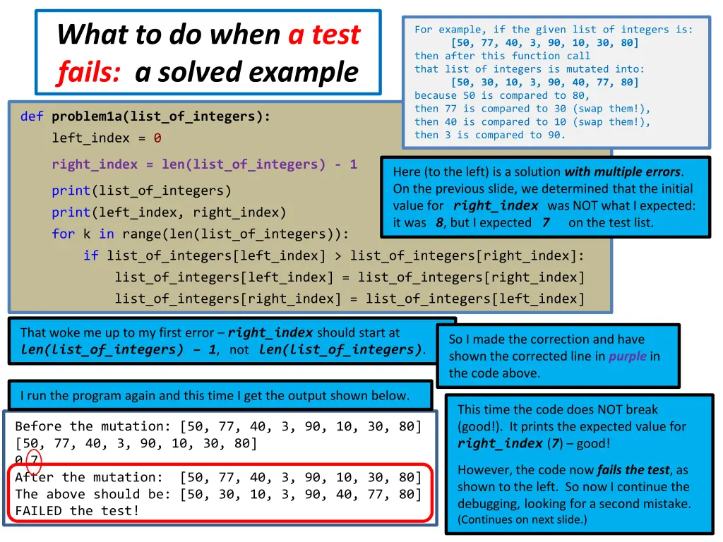 what to do when a test fails a solved example 3
