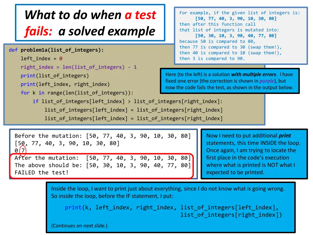 what to do when a test fails a solved example 4