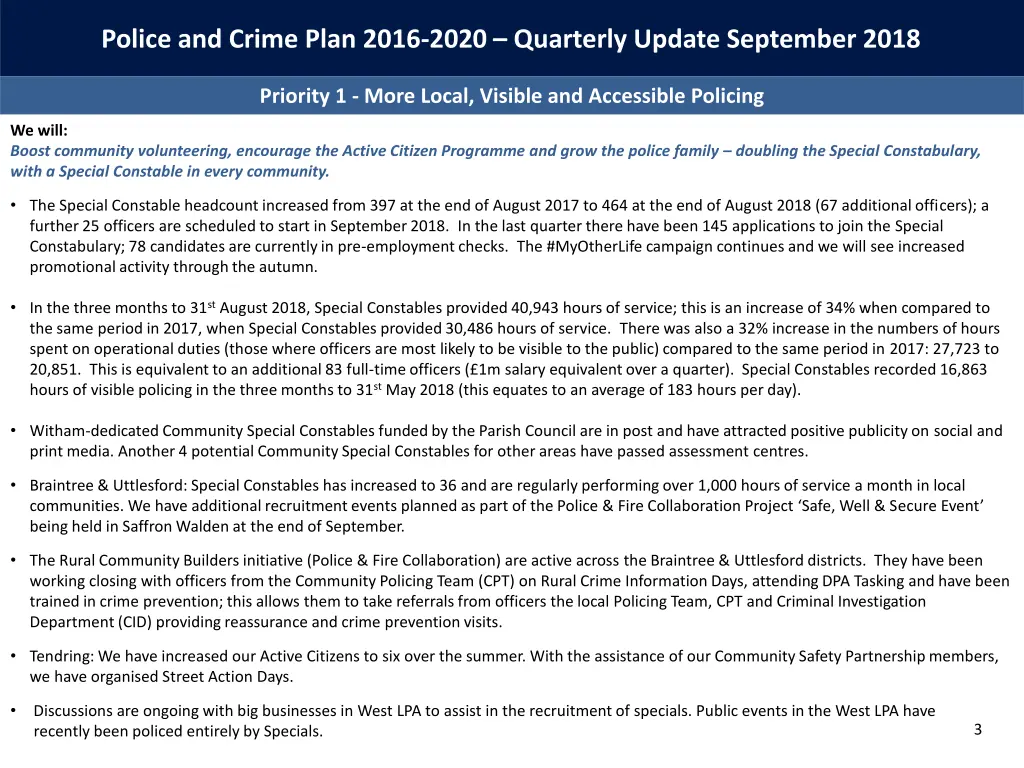 police and crime plan 2016 2020 quarterly update 1