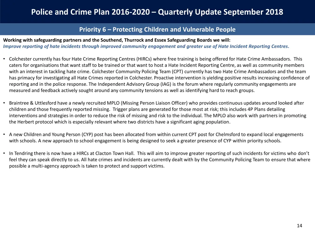 police and crime plan 2016 2020 quarterly update 12