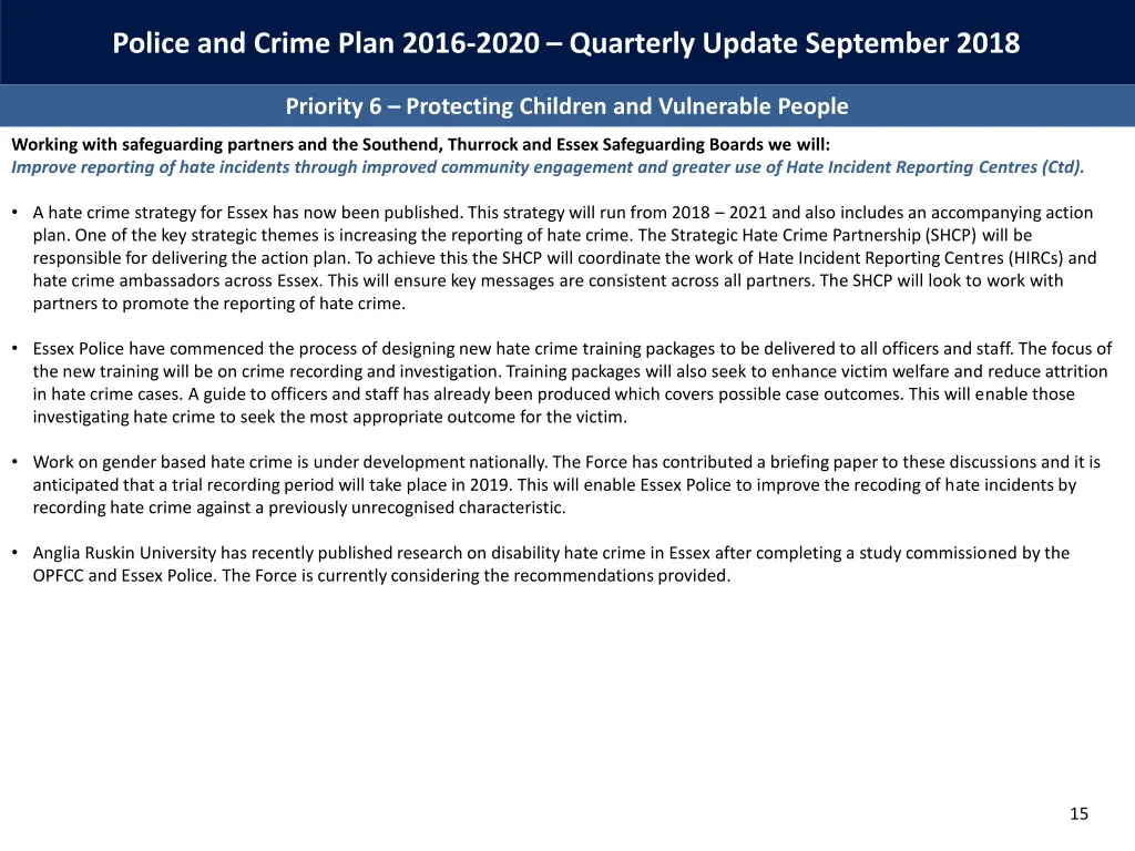 police and crime plan 2016 2020 quarterly update 13
