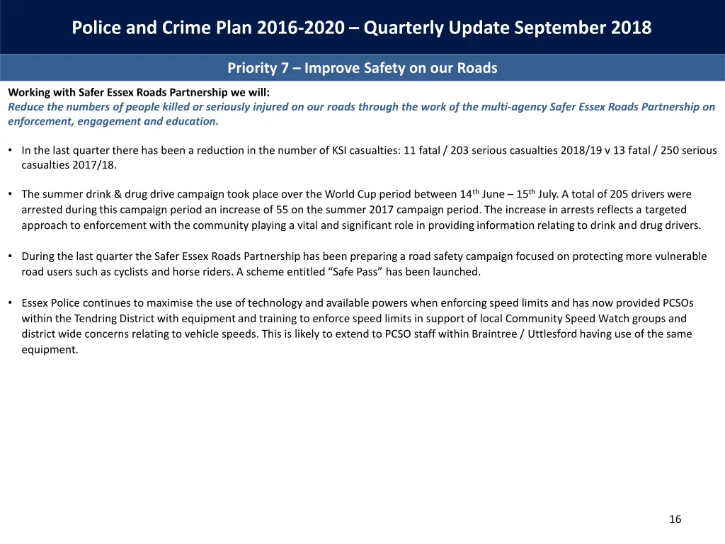 police and crime plan 2016 2020 quarterly update 14