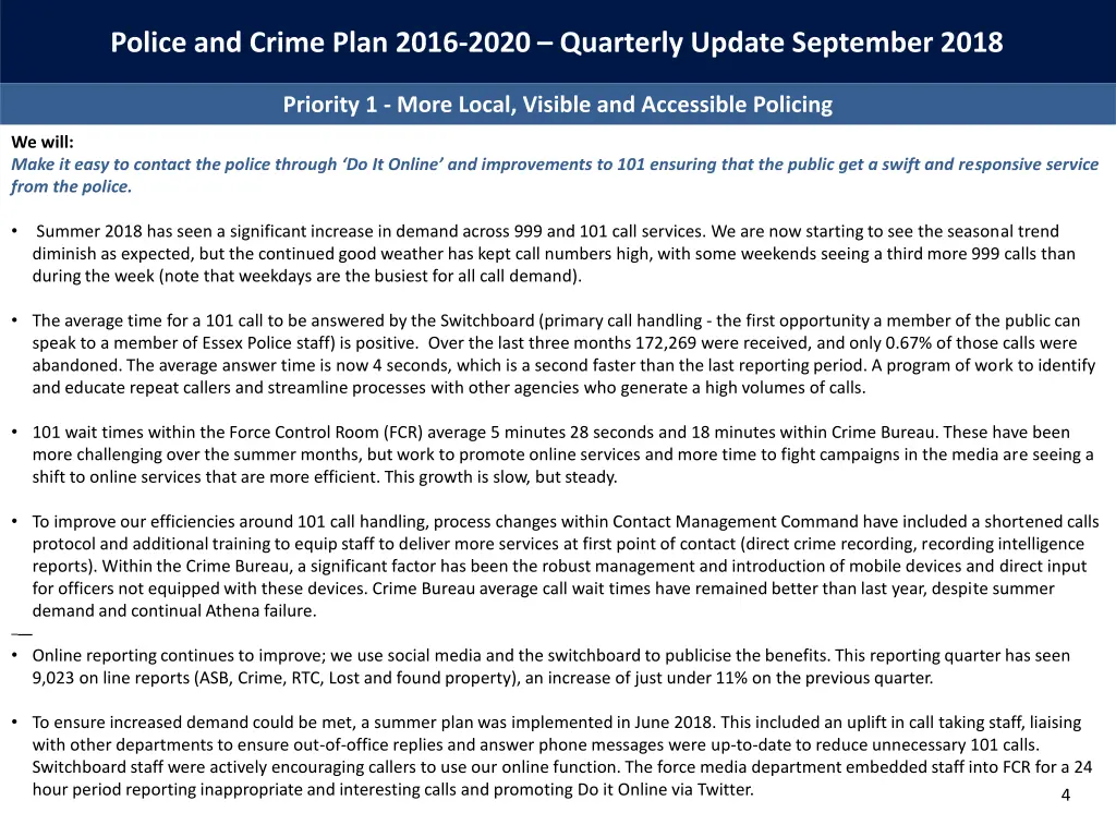 police and crime plan 2016 2020 quarterly update 2