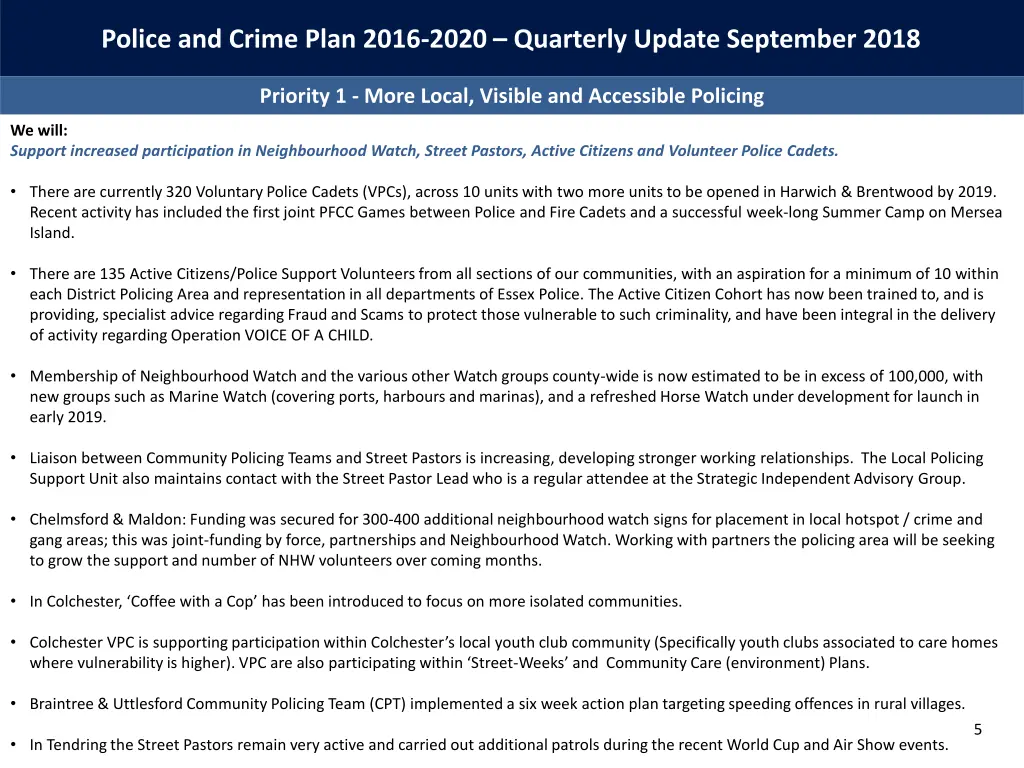 police and crime plan 2016 2020 quarterly update 3