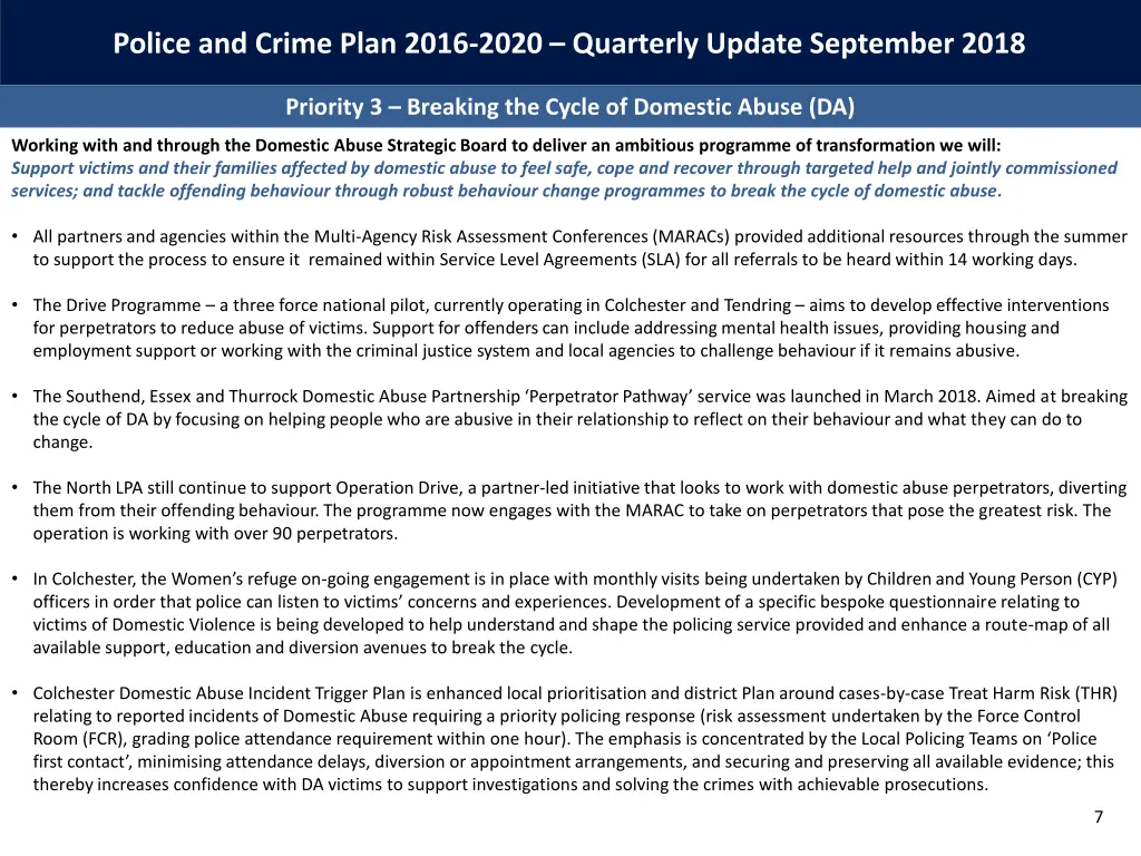 police and crime plan 2016 2020 quarterly update 5