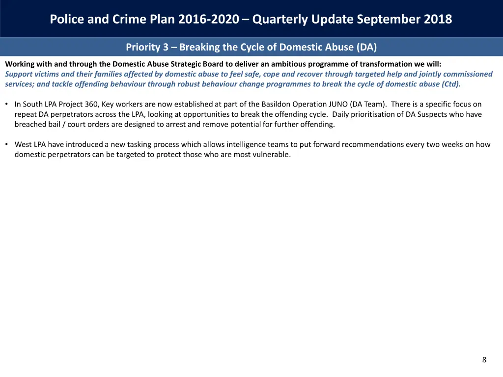police and crime plan 2016 2020 quarterly update 6