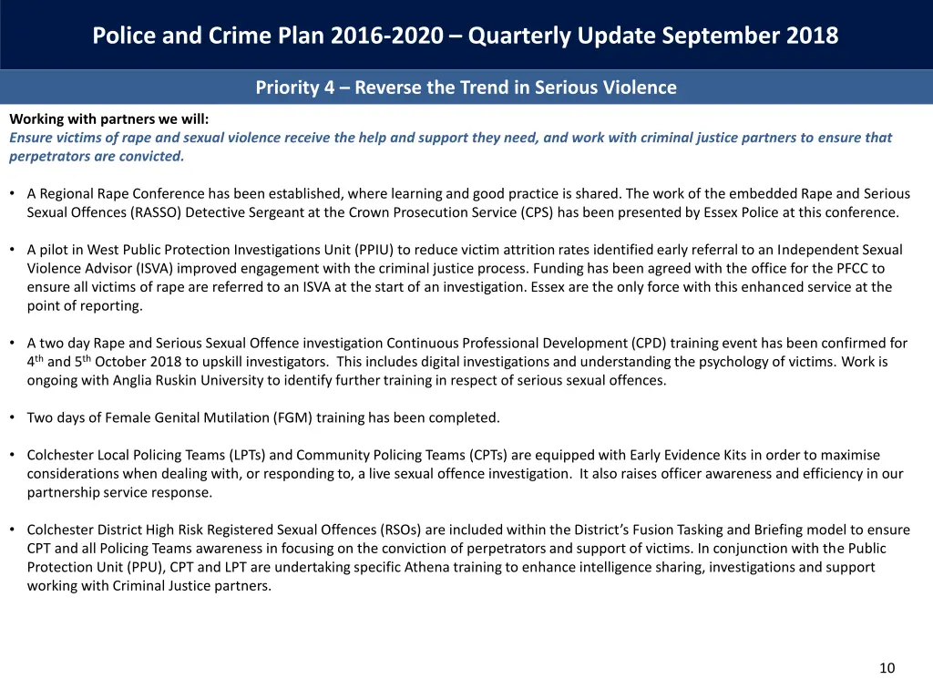 police and crime plan 2016 2020 quarterly update 8