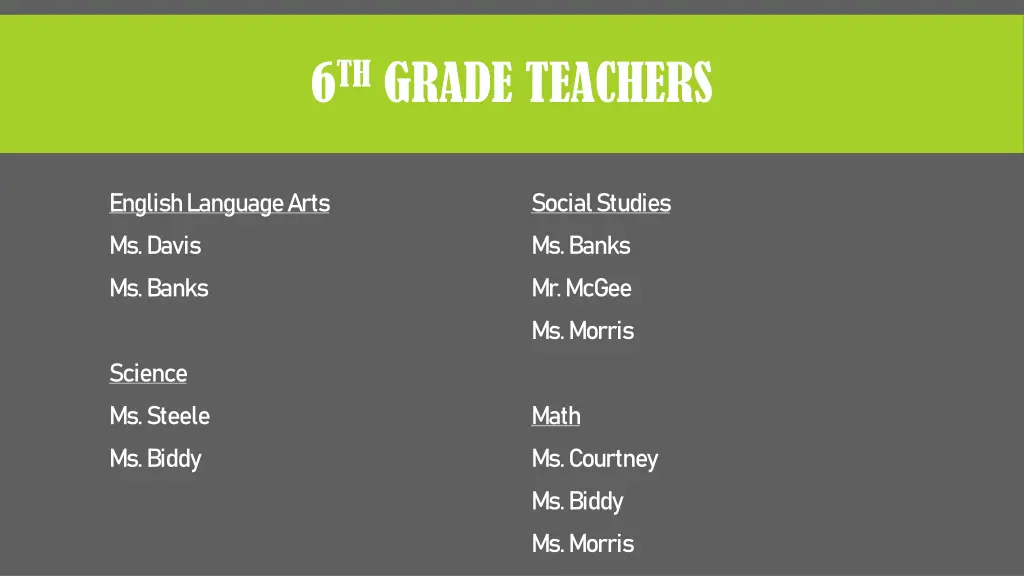 6 th grade teachers