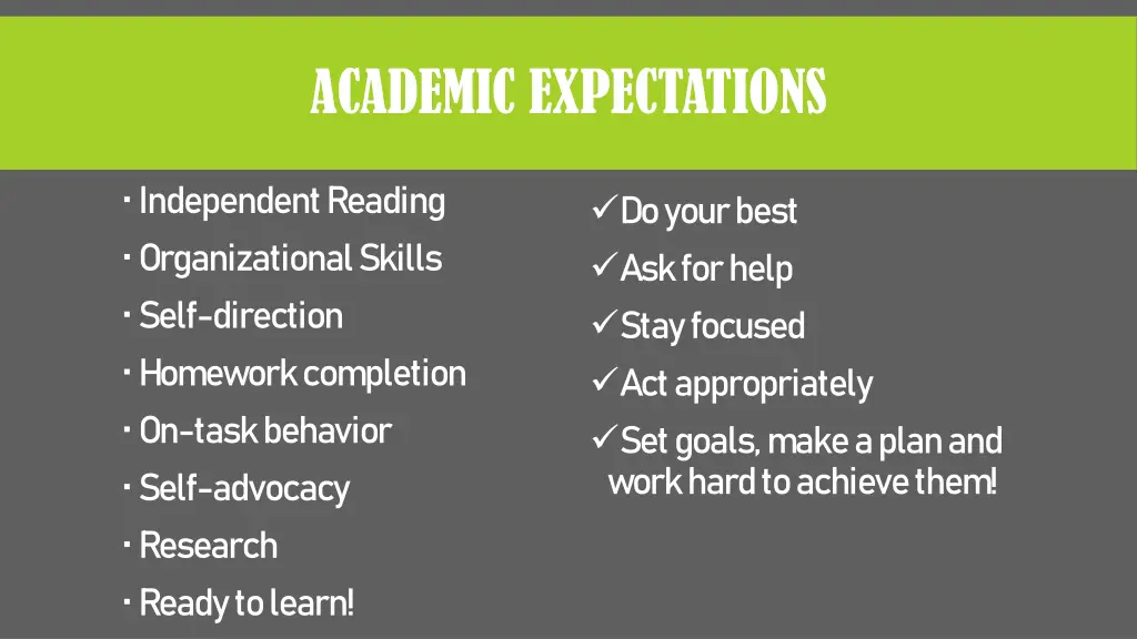 academic expectations