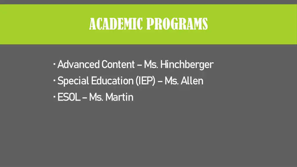 academic programs