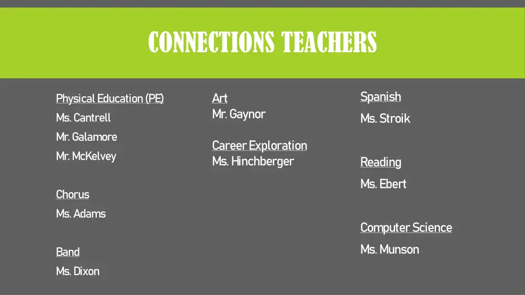 connections teachers
